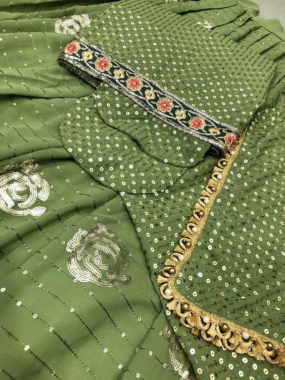 Apple Green Lehenga 506 (Semi-Stitch)-SSS001AL