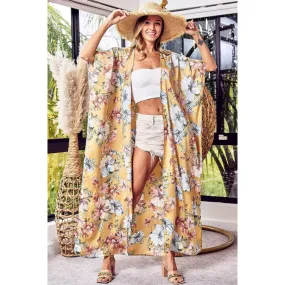 BiBi Floral Side Slit Longline Cardigan