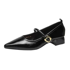binfenxie  -  Fashion Shoes for Women Classic British Style Mary Jane Shoes Pointed Toe Women Casual Shoes Concise Comfortable Leather Shoe
