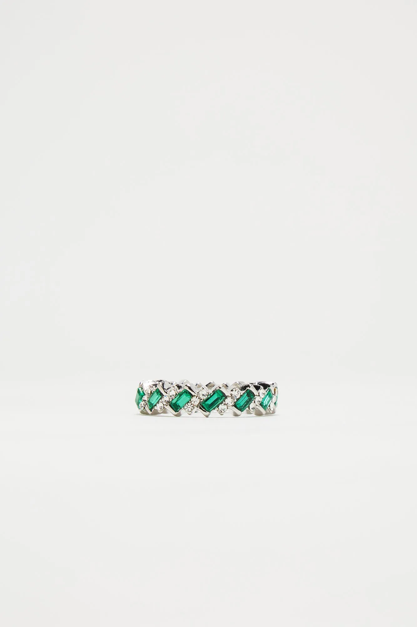 Emerald Baguette Ring - Silver