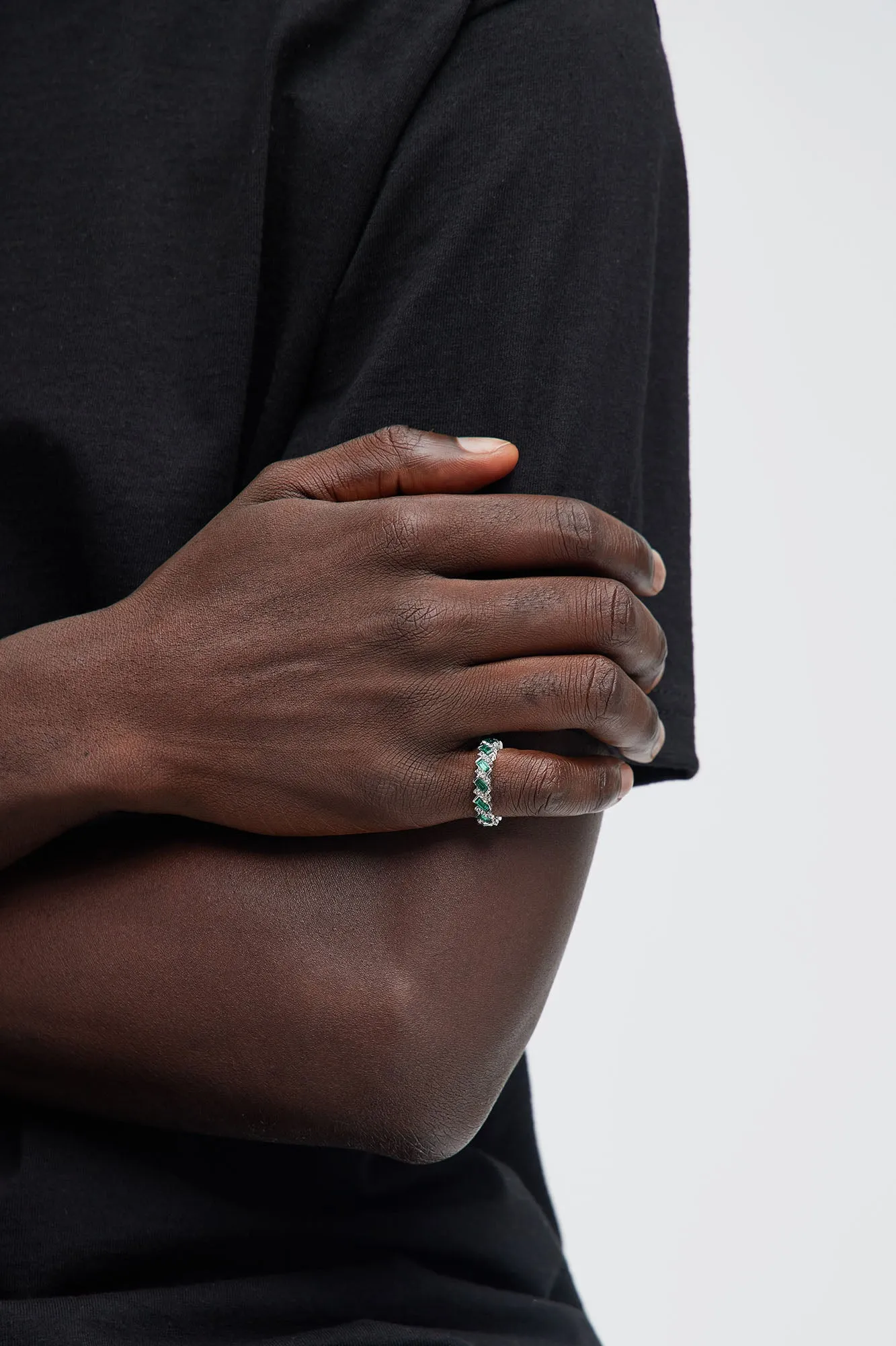 Emerald Baguette Ring - Silver