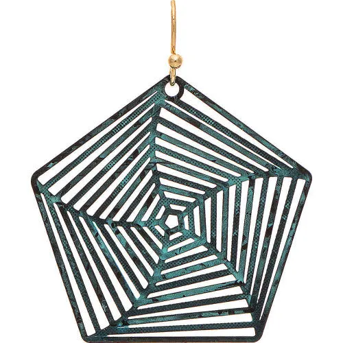Gold Patina Spiral Web Earring