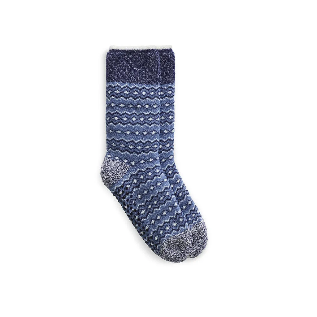 Popcorn Fairisle Tweed Cozy Lined Lounge Crew Sock