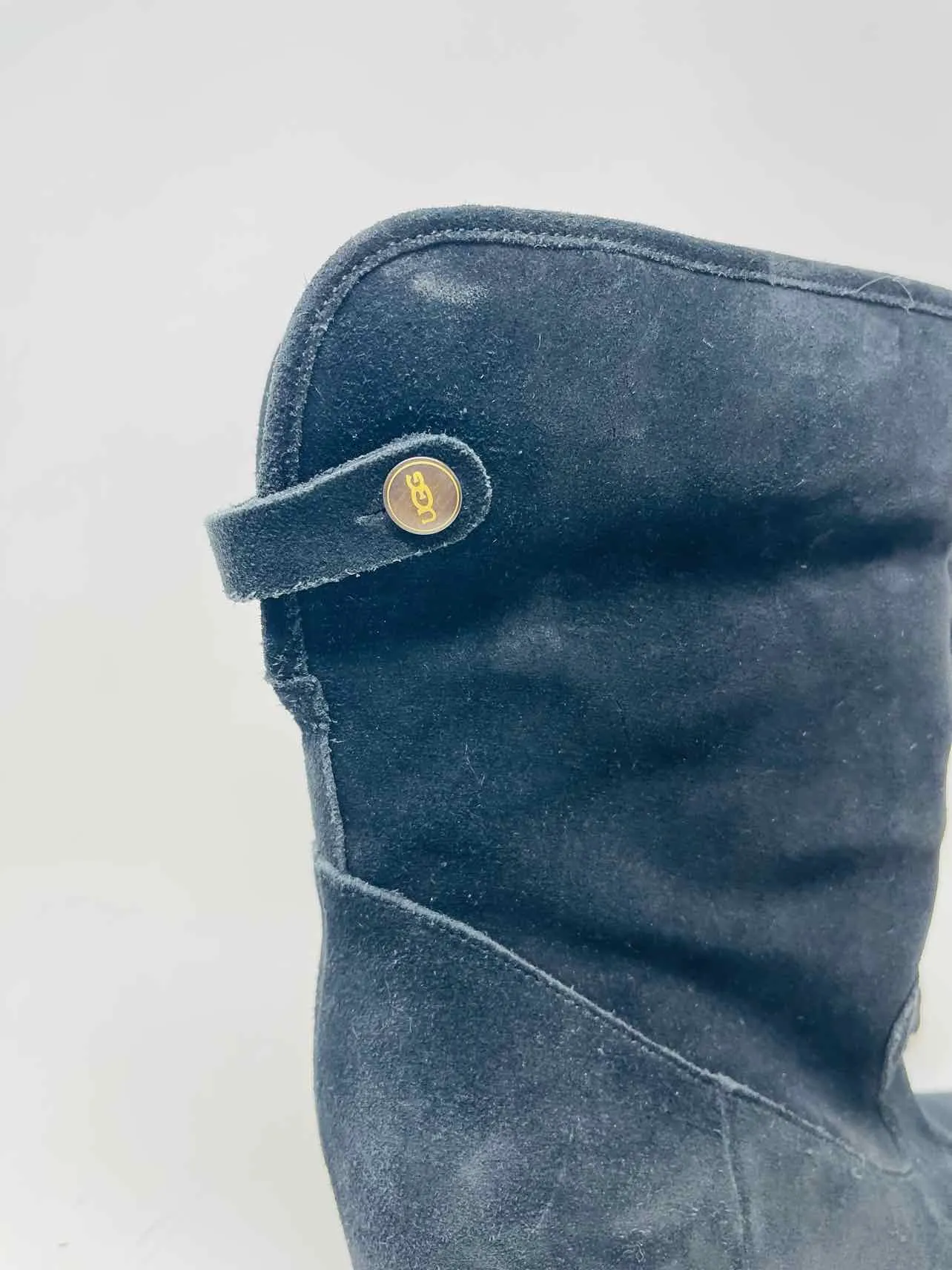 UGG Size 8.5 Black Wedge Suede Shoes WITH BOX! Short Boots