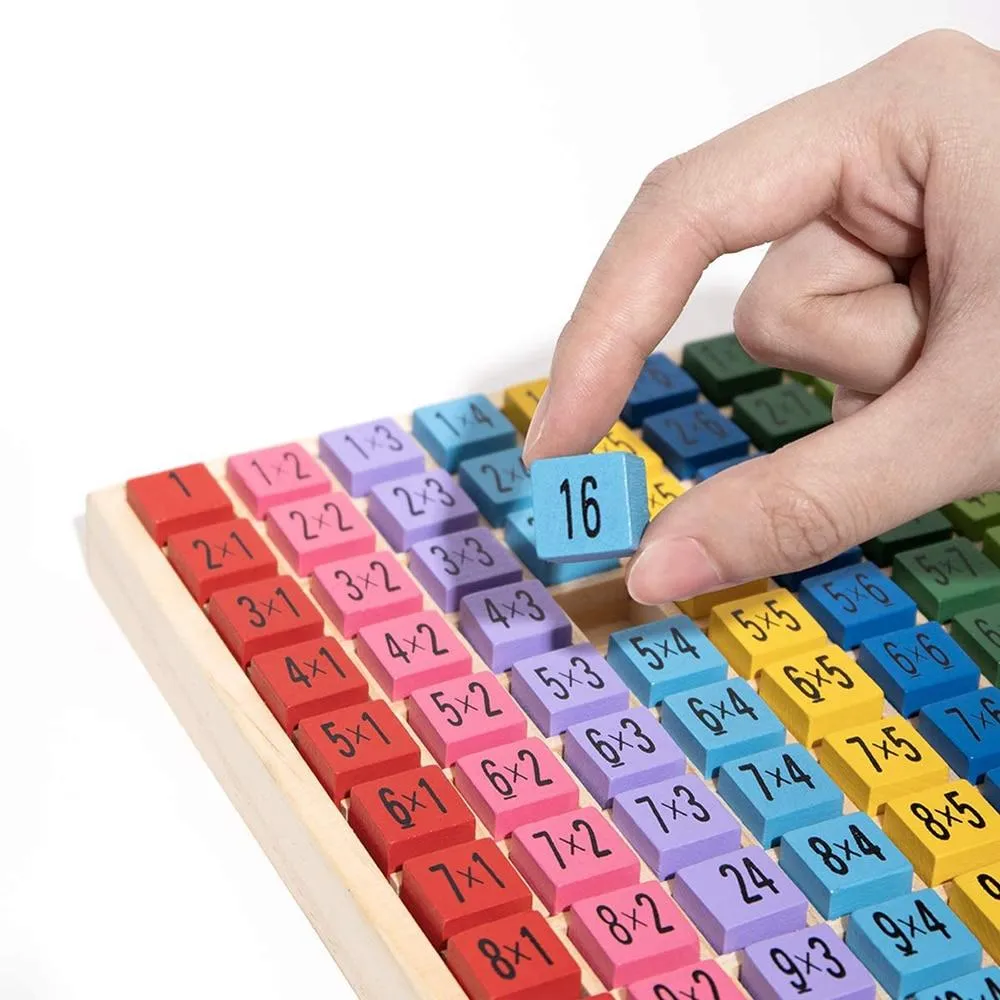 Wooden Multiplication & Math Table Board Game Kids Montessori Preschool Learning Educational Toys Gift for Toodler