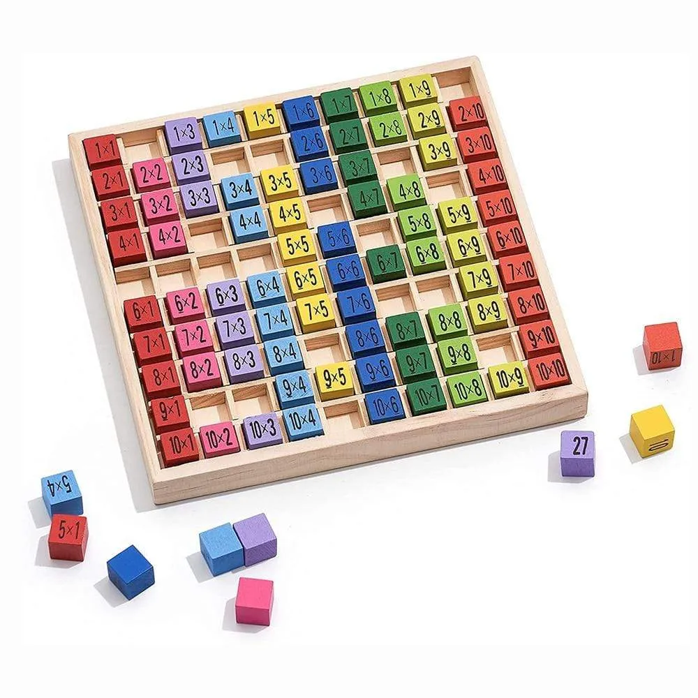 Wooden Multiplication & Math Table Board Game Kids Montessori Preschool Learning Educational Toys Gift for Toodler