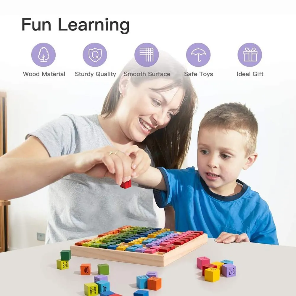 Wooden Multiplication & Math Table Board Game Kids Montessori Preschool Learning Educational Toys Gift for Toodler